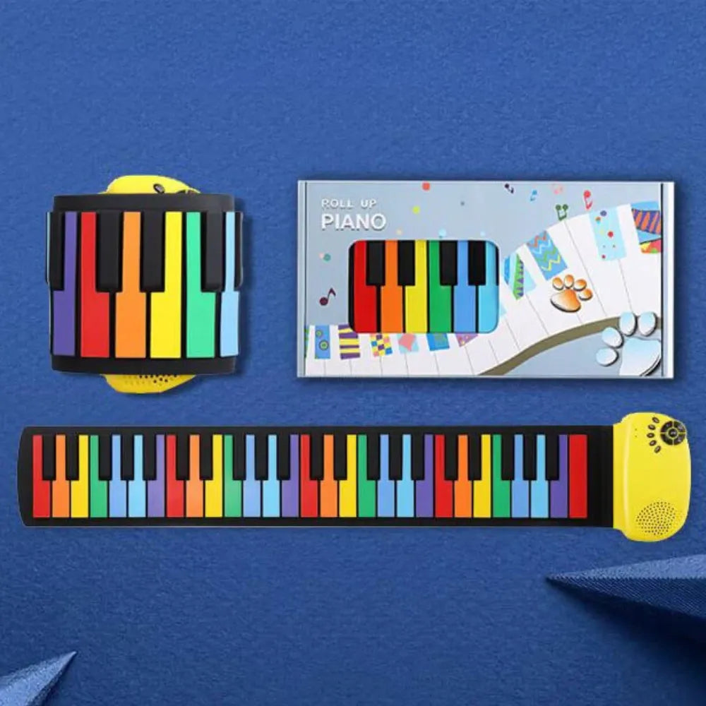 Kid-Friendly Roll Up Piano Pads, Flexible 88-Key Design, USB & Battery Powered, 100 Tones, 100 Rhythms, 14 Demo Songs