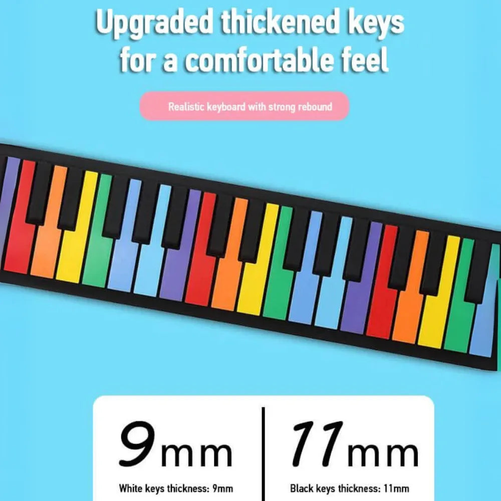 Kid-Friendly Roll Up Piano Pads, Flexible 88-Key Design, USB & Battery Powered, 100 Tones, 100 Rhythms, 14 Demo Songs