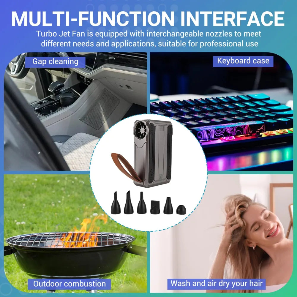 Portable Rechargeable Multi-Function Turbofan with LED Light 5400mAh Battery