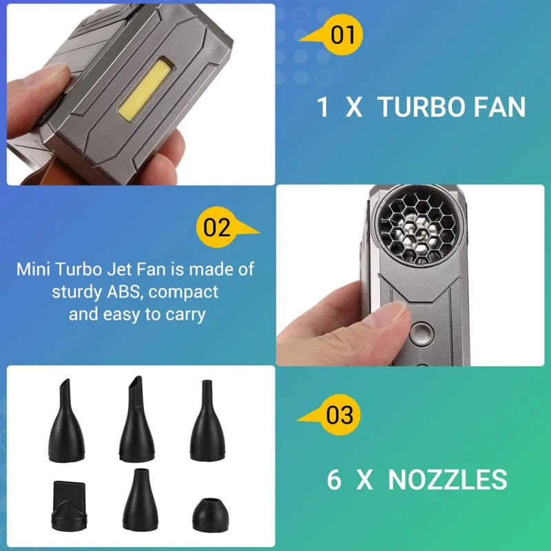 Portable Rechargeable Multi-Function Turbofan with LED Light 5400mAh Battery