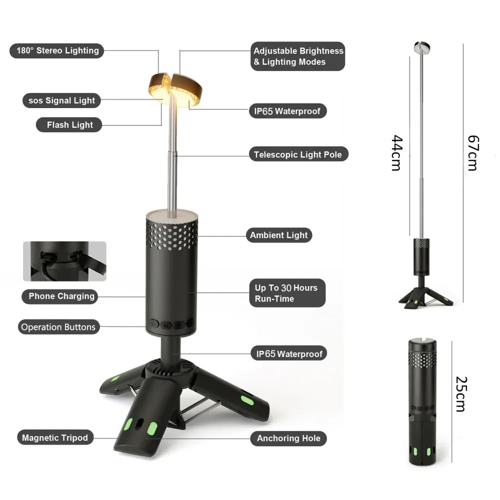 YL-302 Outdoor Camping Portable Adventure Lamp 10000mAh-Black