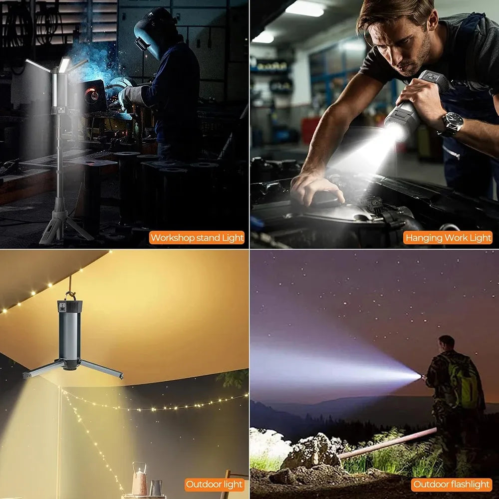 Super Bright Work Light with Stand P50 3-LED Head Type-C Rechargeable