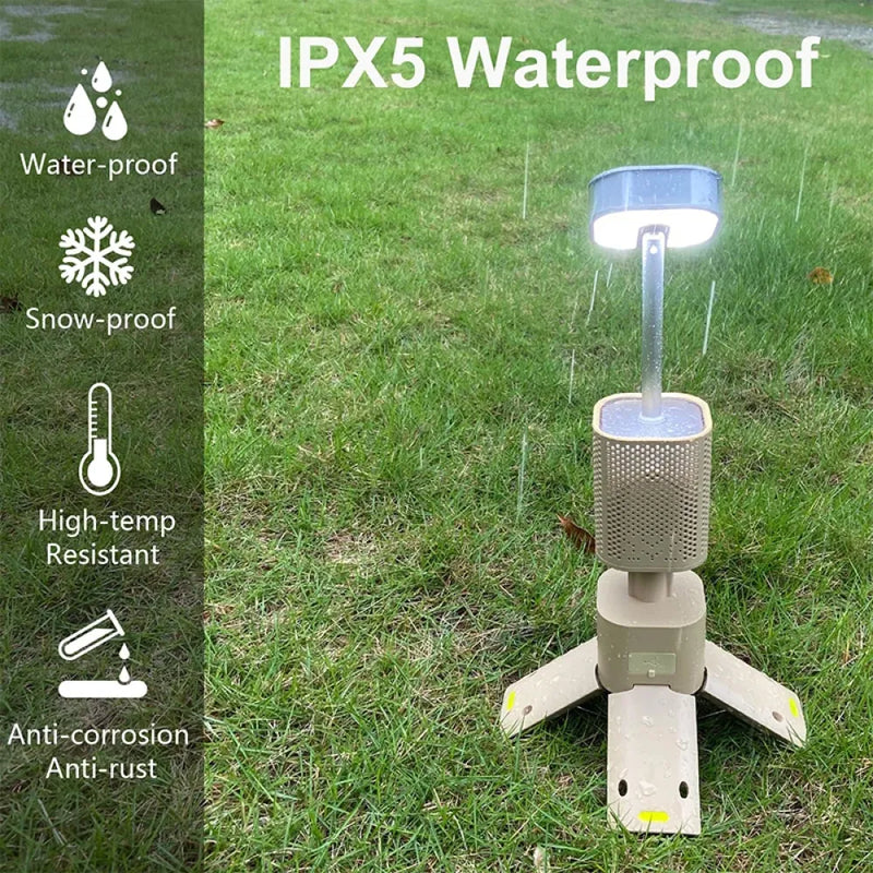 Outdoor Camping Bluetooth Speaker Light with Tripod Stand-Armour with 1400mAh Battery - Yellow