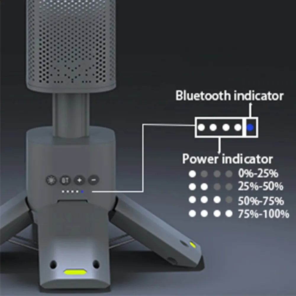 Outdoor Camping Bluetooth Speaker Light with Tripod Stand-Armour with 1400mAh Battery - Yellow