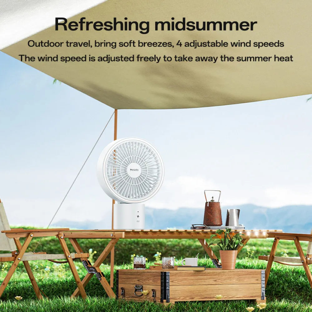 Yesido YF13 3 in 1 Portable Camping Fan with 8000 mAh Battery Type-C Rechargeable