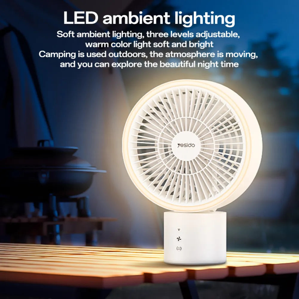 Yesido YF13 3 in 1 Portable Camping Fan with 8000 mAh Battery Type-C Rechargeable