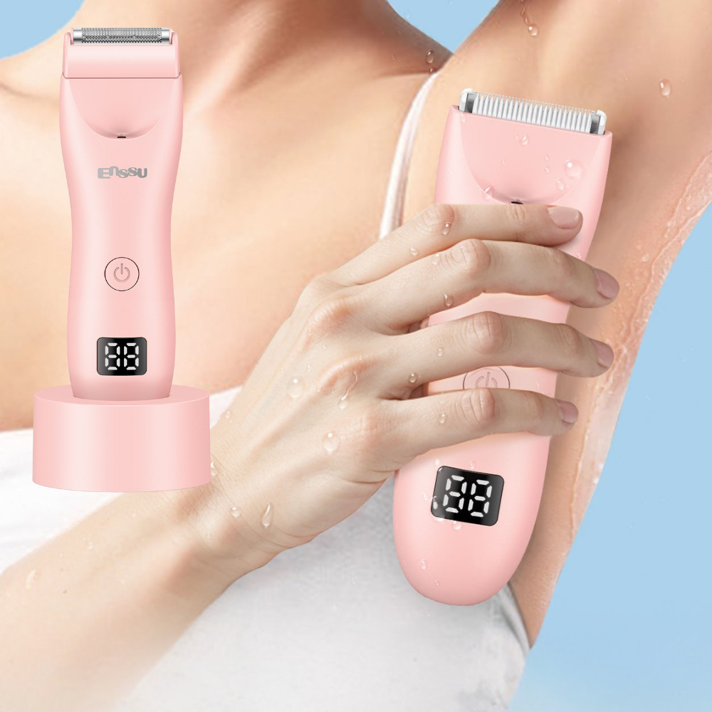 ENSSU Women’s Dual-Head Electric Shaver, Twin Blade Bikini Trimmer, Rechargeable Hair Removal for Face, Legs & Body