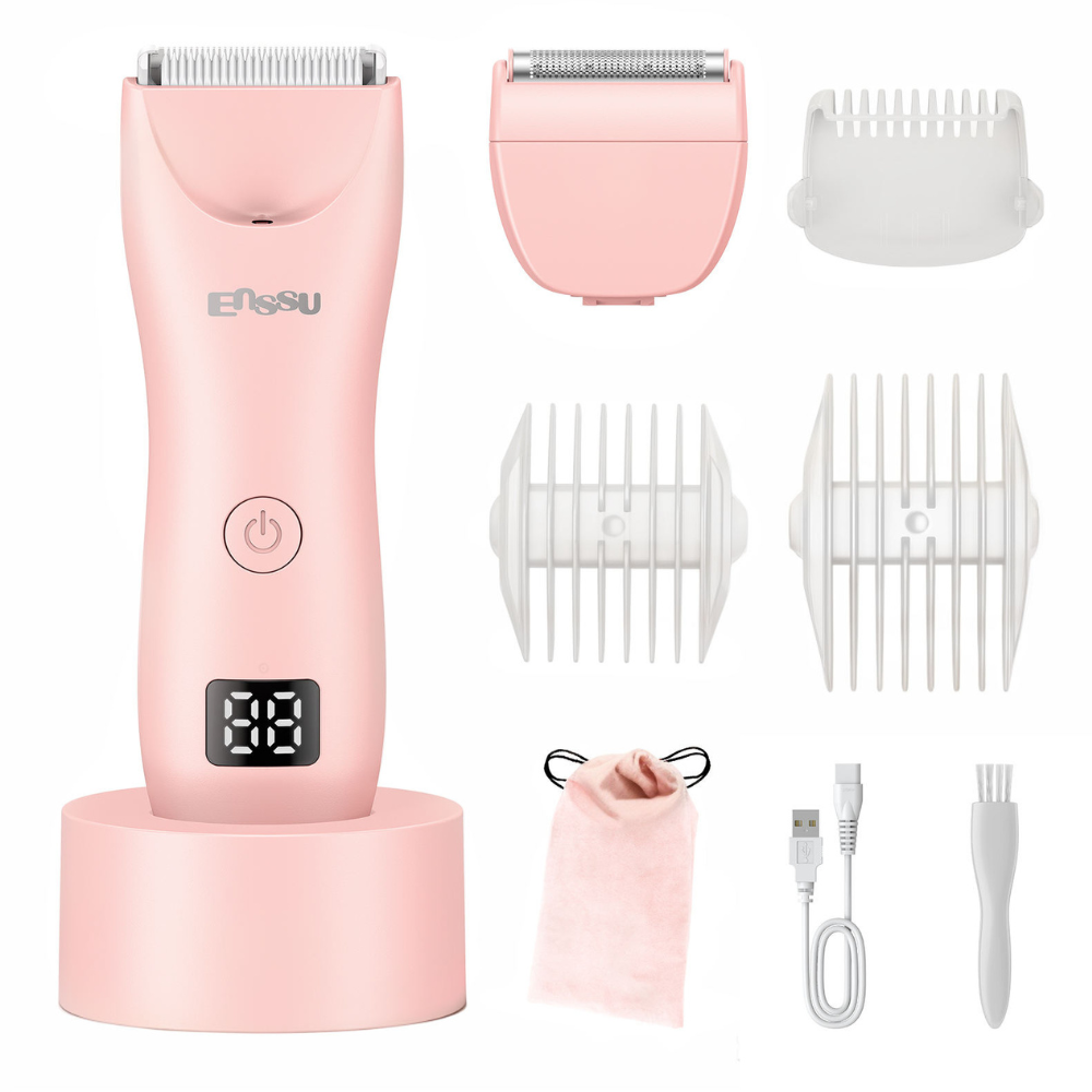 ENSSU Women’s Dual-Head Electric Shaver, Twin Blade Bikini Trimmer, Rechargeable Hair Removal for Face, Legs & Body