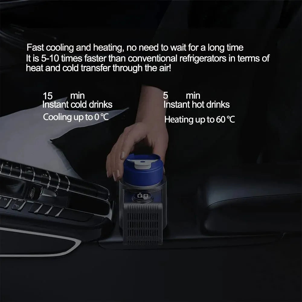 Car Cup Holder, 2-in-1 Drink Cooler & Warmer, Rapid Temperature Control (32–140°F), 300mL , 12–24V for Car, Office & Travel