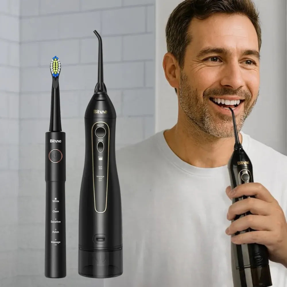BITVAE Rechargeable Electric Toothbrush with Water Flosser, 2-in-1 Cordless Oral Care Kit, 5 Brushing Modes
