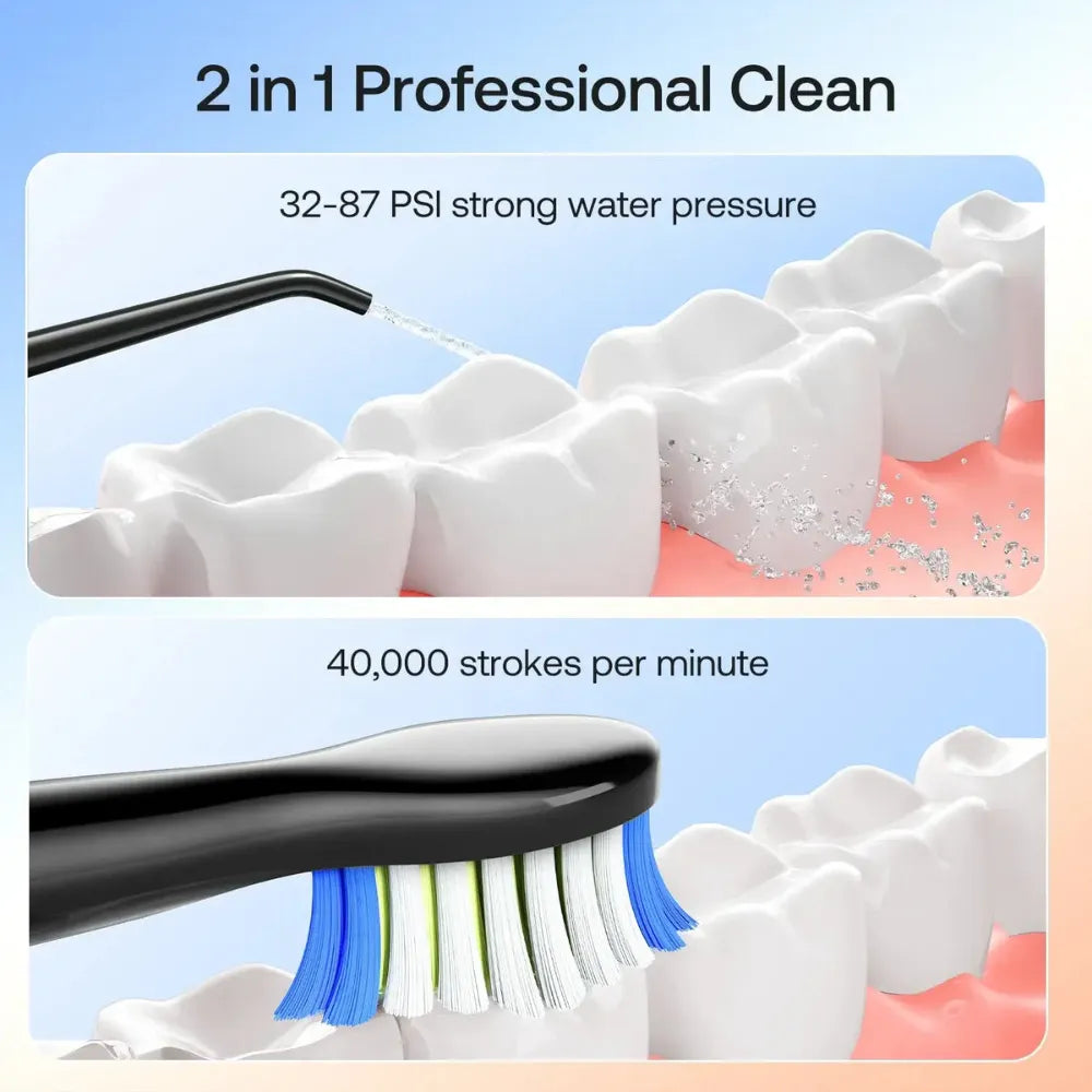 BITVAE Rechargeable Electric Toothbrush with Water Flosser, 2-in-1 Cordless Oral Care Kit, 5 Brushing Modes