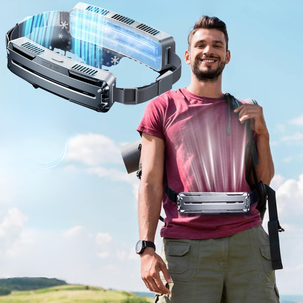 Portable Cooling Belt Fan F79, USB Rechargeable 5000mAh Body Air Conditioner, 6000rpm Turbo Airflow