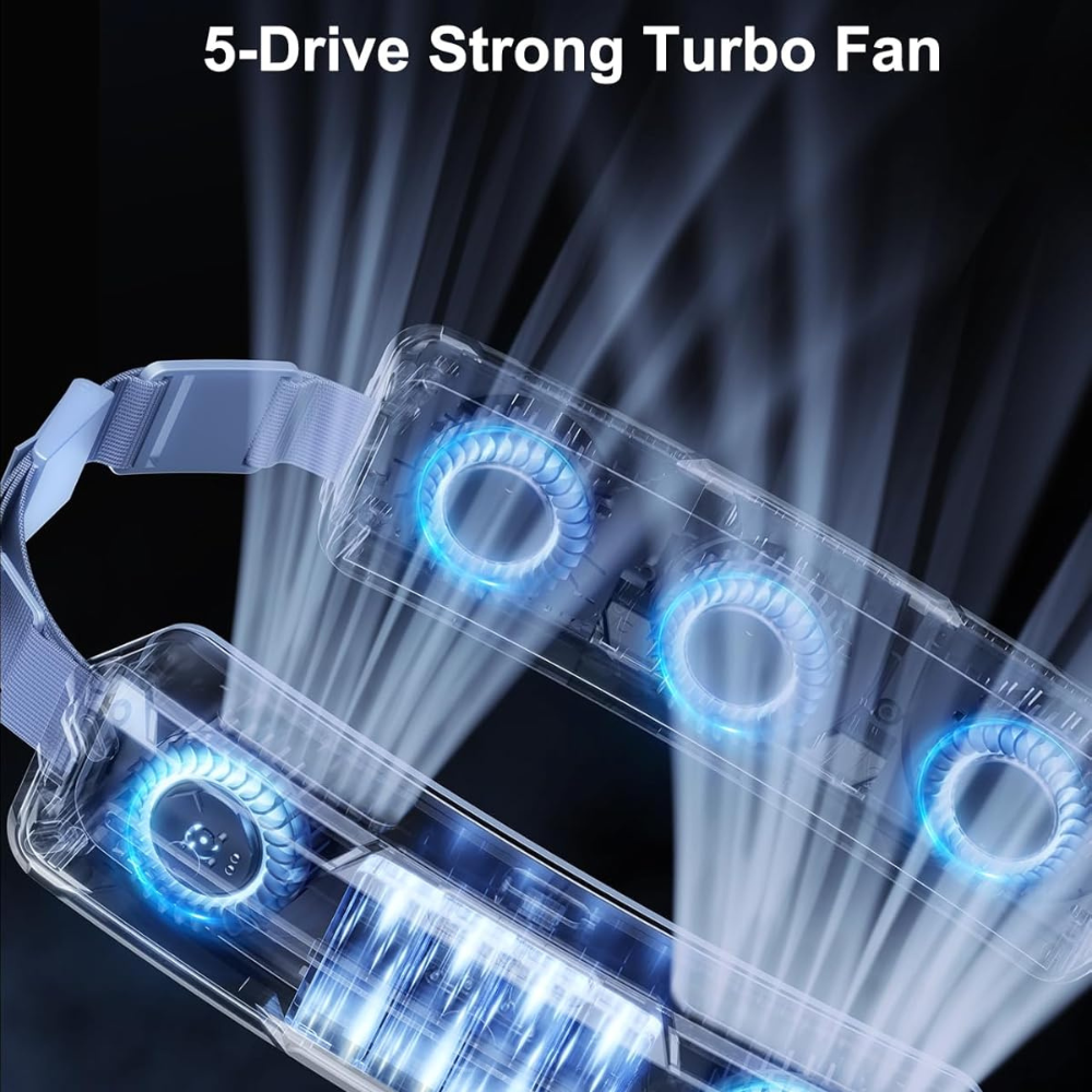 Portable Cooling Belt Fan F79, USB Rechargeable 5000mAh Body Air Conditioner, 6000rpm Turbo Airflow