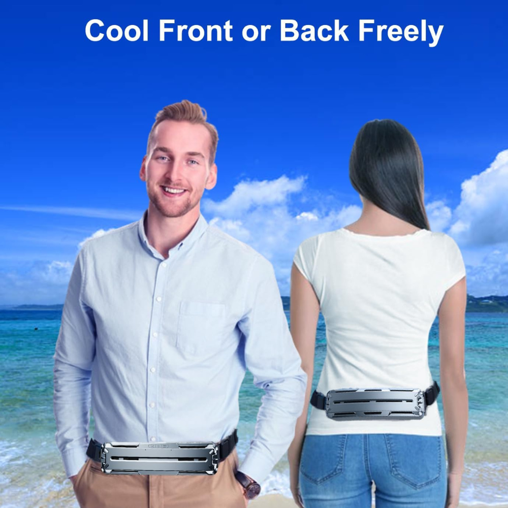 Portable Cooling Belt Fan F79, USB Rechargeable 5000mAh Body Air Conditioner, 6000rpm Turbo Airflow