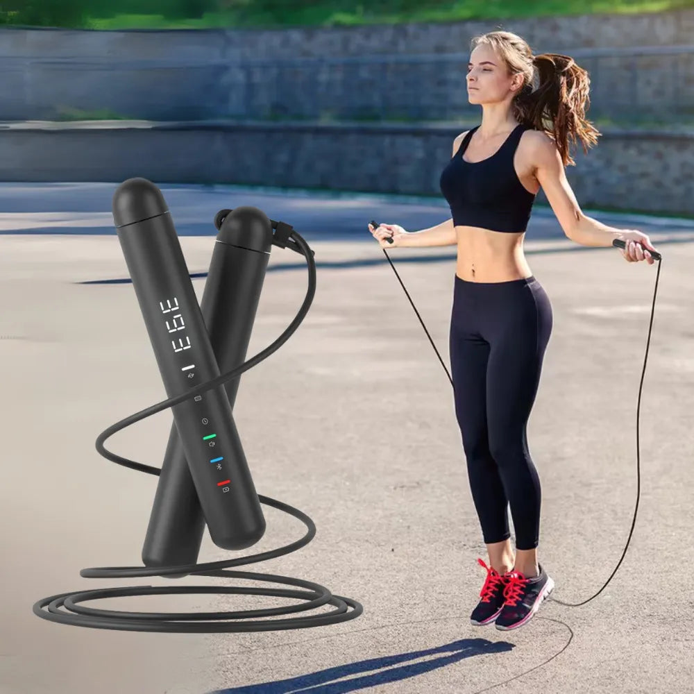 Porodo Lifestyle Smart Skipping Rope, Digital Skip Counter with App Tracking, Adjustable Cable, Calorie & Time Monitoring