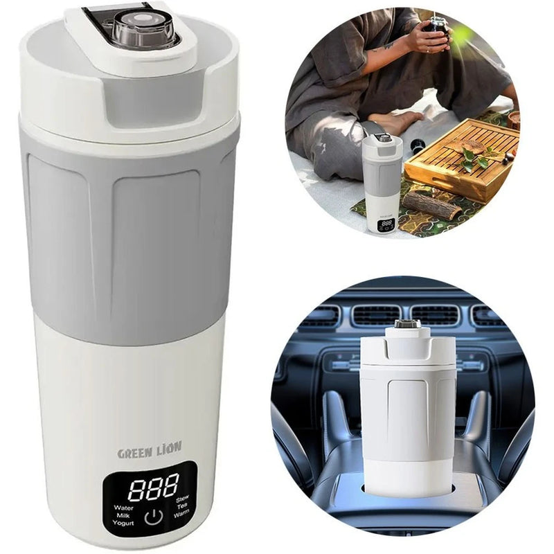 Green Line Portable Electric Kettle 600ml PP Plastic & 304 Stainless Steel with Touch Control, Keep Warm & Auto Shut-Off 300W