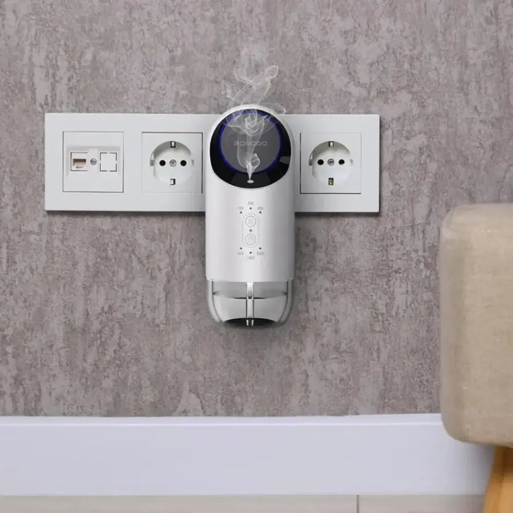 Porodo Lifestyle Wall Plug-In Essential Oil Diffuser 120mL with Mist Interval & Timer Settings, Waterless Diffusion