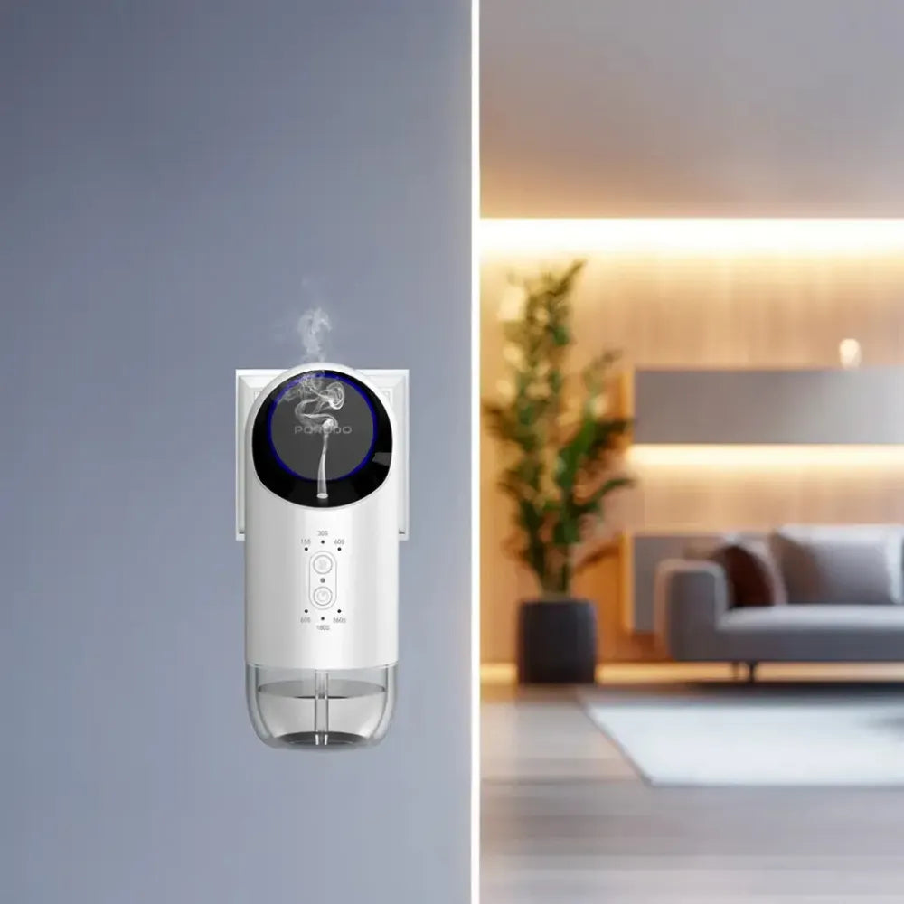 Porodo Lifestyle Wall Plug-In Essential Oil Diffuser 120mL with Mist Interval & Timer Settings, Waterless Diffusion