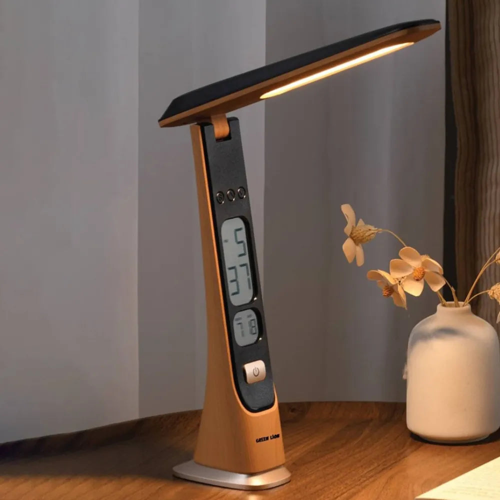 Green Lion LED Table Lamp Wooden with 36 LED Beads, 3 Light Modes, Step-less Dimming, 1800mAh Battery & Digital Display