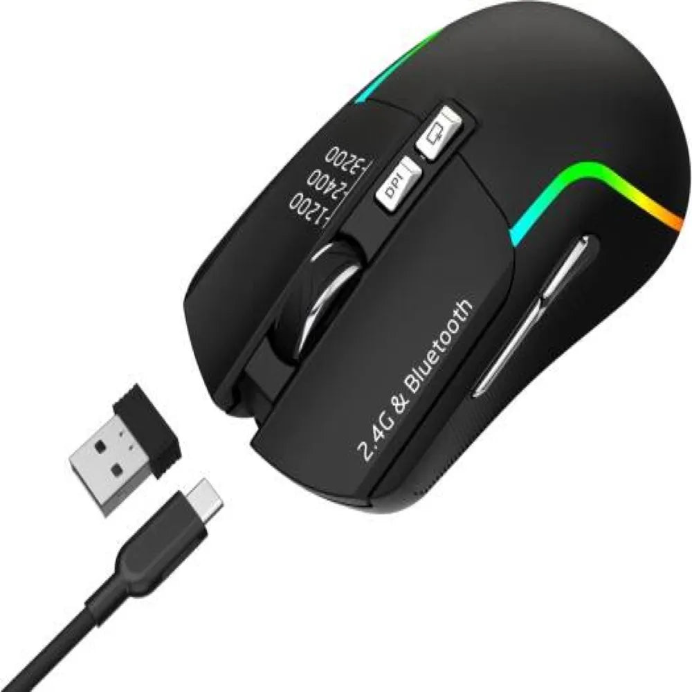 Green Lion Gaming RGB Colors Mouse 2.4GHz & Bluetooth 5.2 Rechargeable