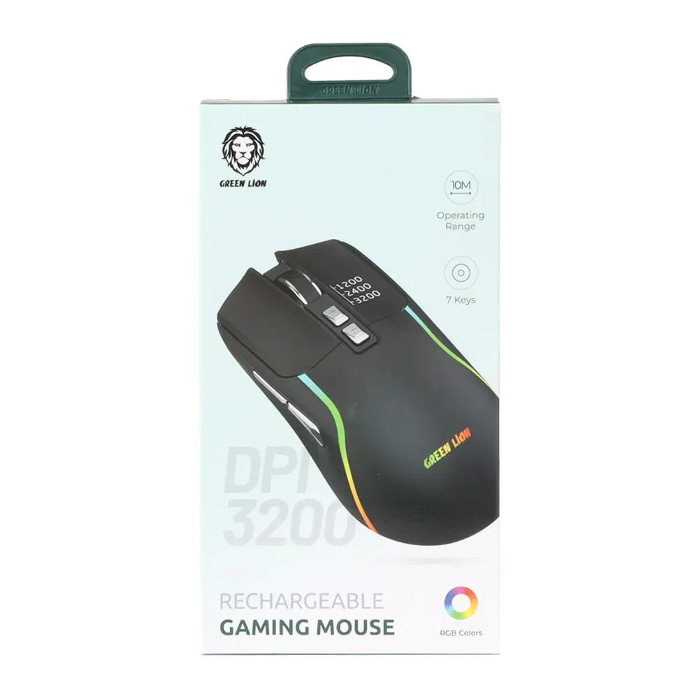 Green Lion Gaming RGB Colors Mouse 2.4GHz & Bluetooth 5.2 Rechargeable