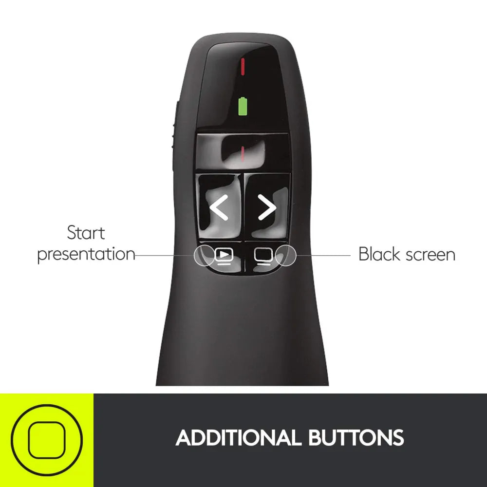 Logitech R400 Wireless Presenter 2 AAA Batteries 1050 Hour Battery Life