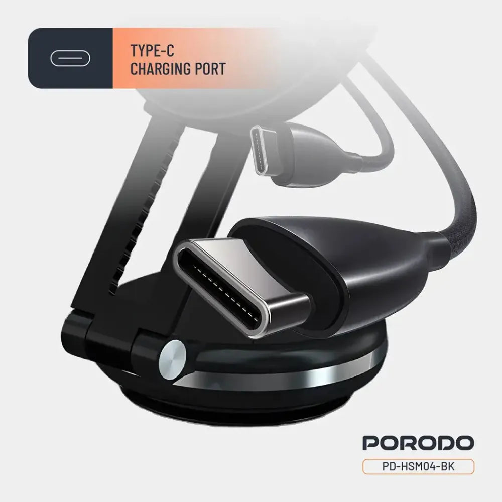 Porodo Vacuseal Magsafe Charging Mount 120mAh 15W Type-C Rechargeable – Black