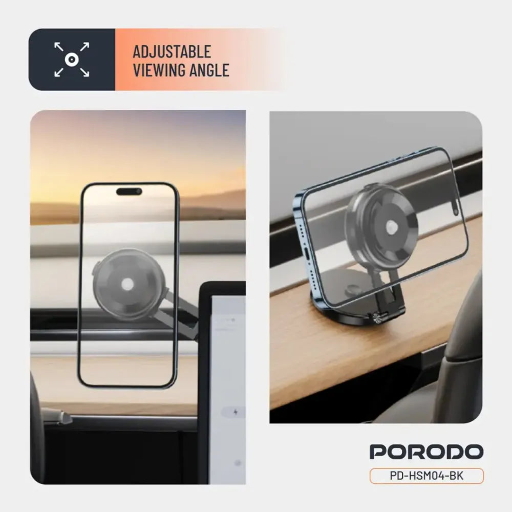 Porodo Vacuseal Magsafe Charging Mount 120mAh 15W Type-C Rechargeable – Black