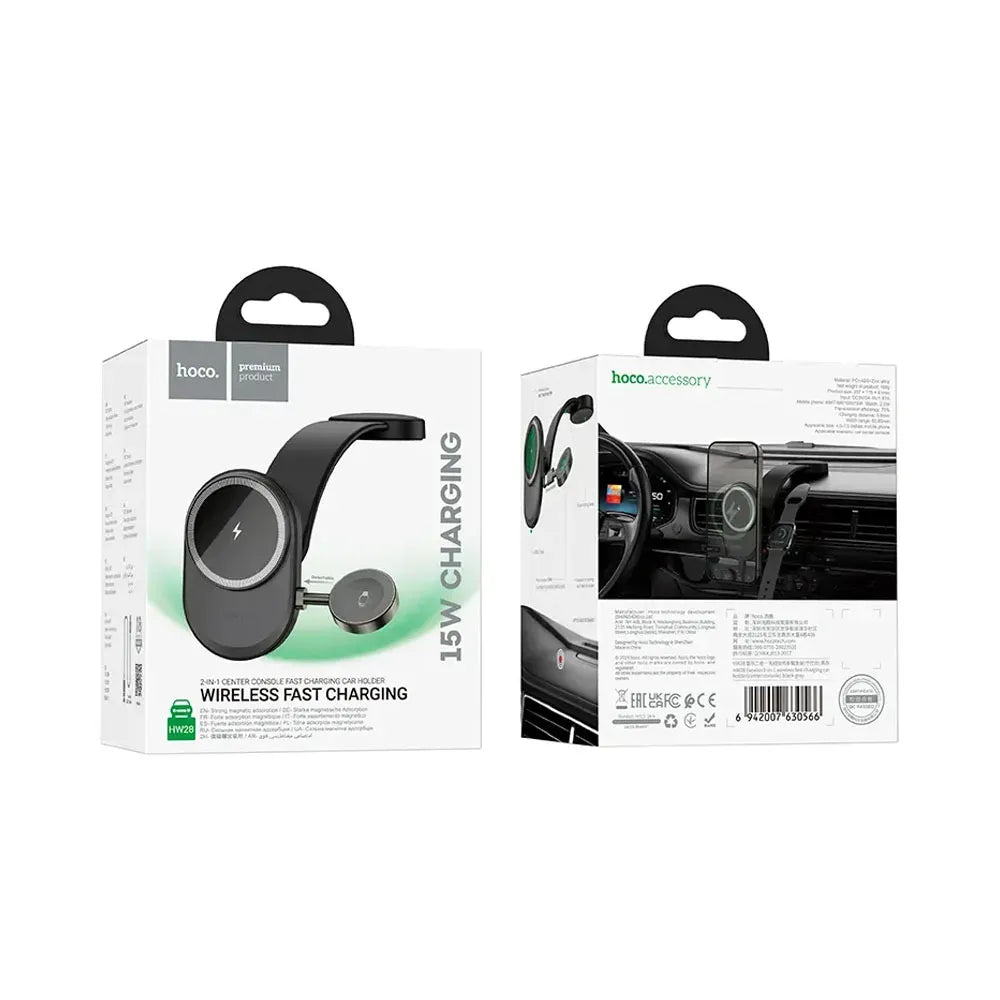 Hoco HW28 Excelso 2-In-1 Wireless Fast Charging with Car Holder