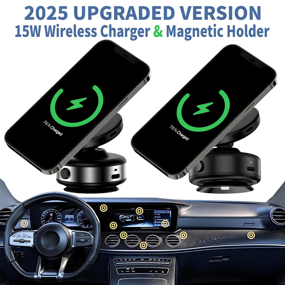 CZ18 - 360° Rotating Magnetic Phone Holder Stand with Wireless Charger 15W