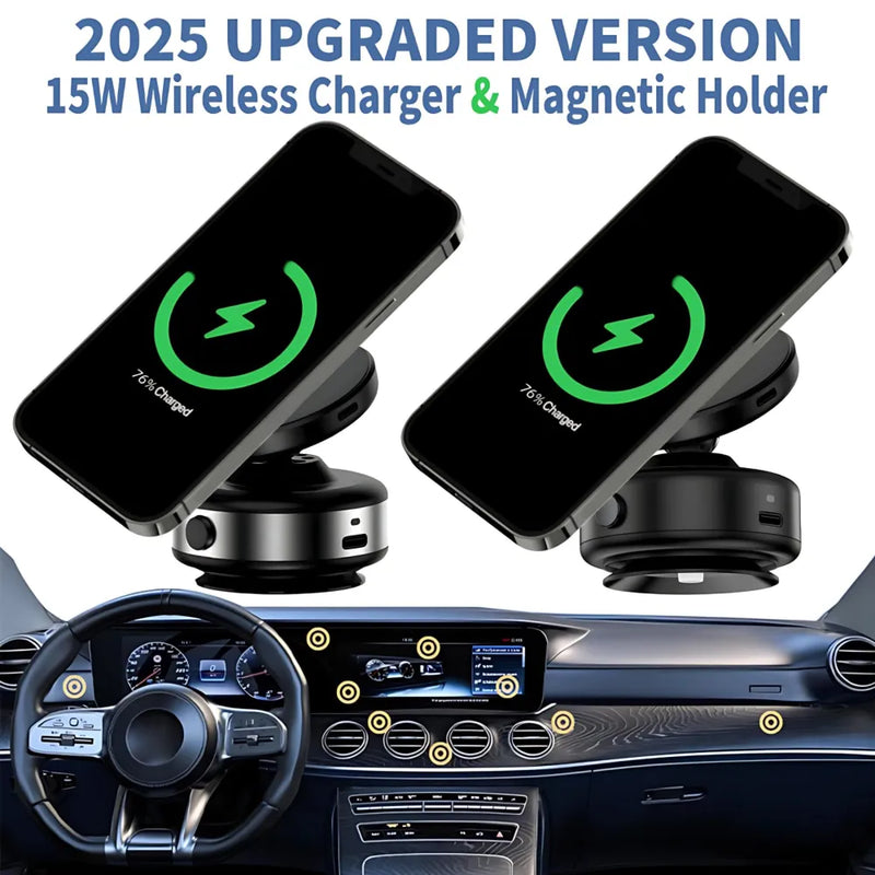 CZ18 - 360° Rotating Magnetic Phone Holder Stand with Wireless Charger 15W