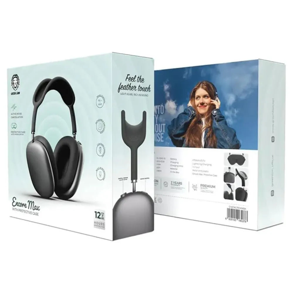 Green Lion Encore Max Wireless Headphones with Active Noise Cancellation, Detachable Ear Cushions, 12h Playtime