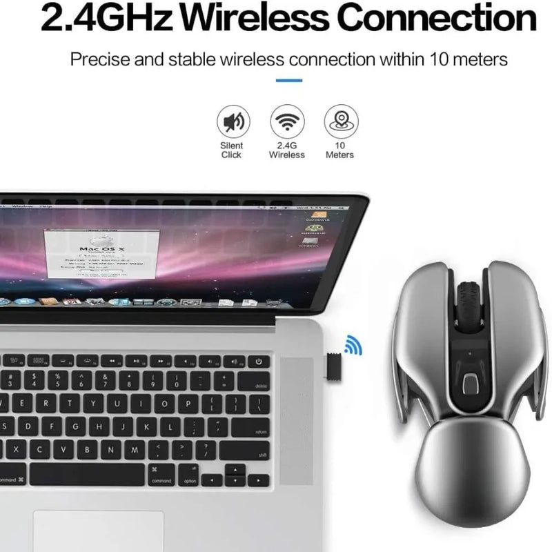 Green Lion G266 Beetles Metal Mouse, Wireless Ergonomic Mouse with Multiple DPI (800–4800), 48Hrs Battery, Type-C