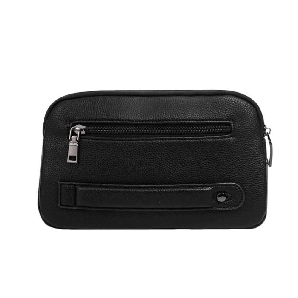 Fingerprint Lock Men’s Genuine Leather Underarm Strap Clutch Bag with Fingerprint Unlock & Envelope Design – Handbag for Men