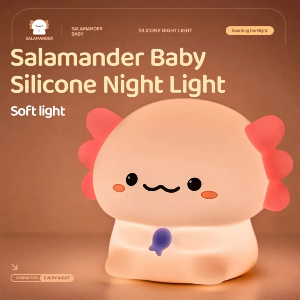 Baby Night Light Cute Newt Silicone Sleep Lamp with Touch Control & USB Rechargeable