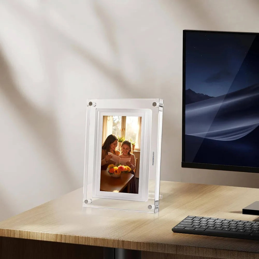 Powerology 10" Digital Photo Frame, HD IPS Touchscreen, Android 6.0, 32GB Storage, Wireless Sharing & Smart Photo Centering