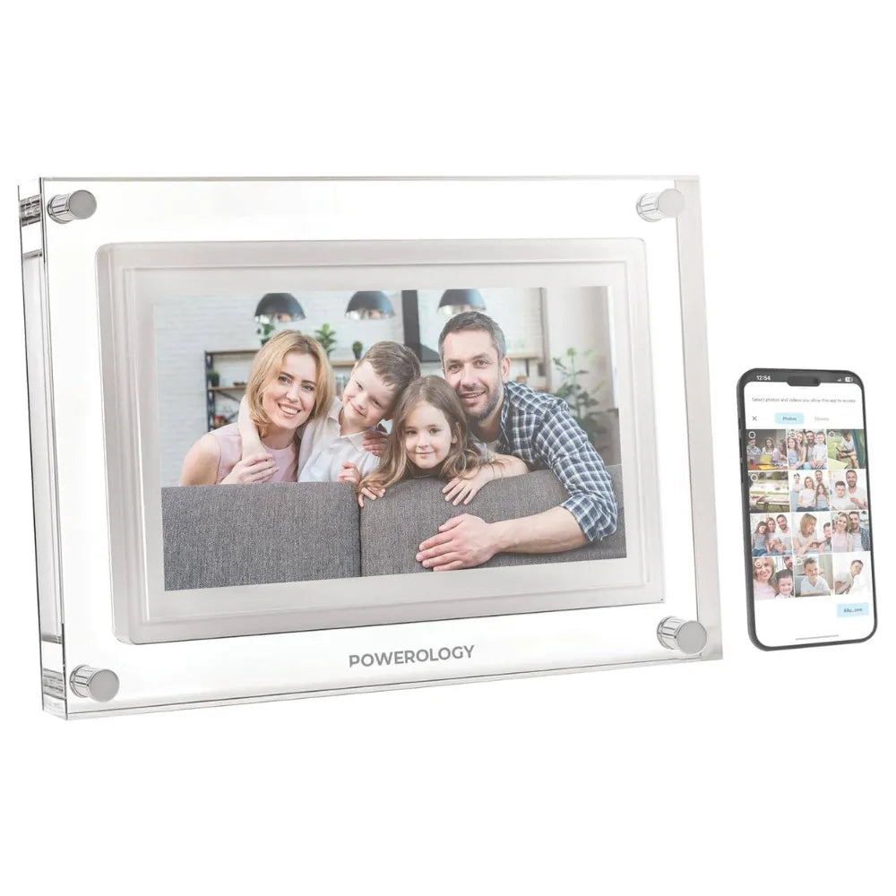 Powerology 10" Digital Photo Frame, HD IPS Touchscreen, Android 6.0, 32GB Storage, Wireless Sharing & Smart Photo Centering