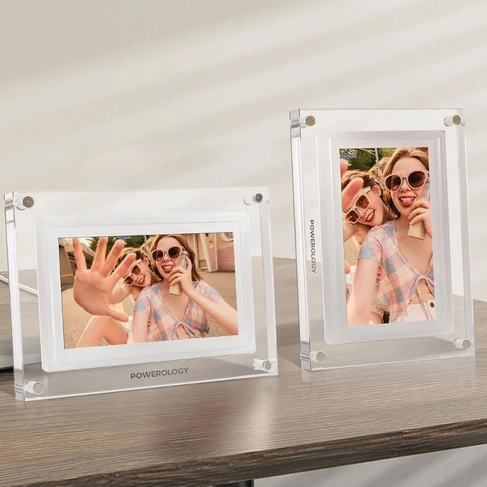 Powerology 10" Digital Photo Frame, HD IPS Touchscreen, Android 6.0, 32GB Storage, Wireless Sharing & Smart Photo Centering