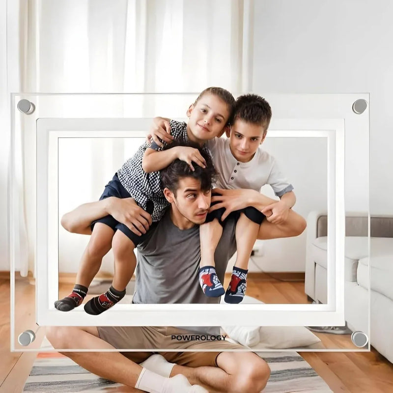 Powerology 10" Digital Photo Frame, HD IPS Touchscreen, Android 6.0, 32GB Storage, Wireless Sharing & Smart Photo Centering