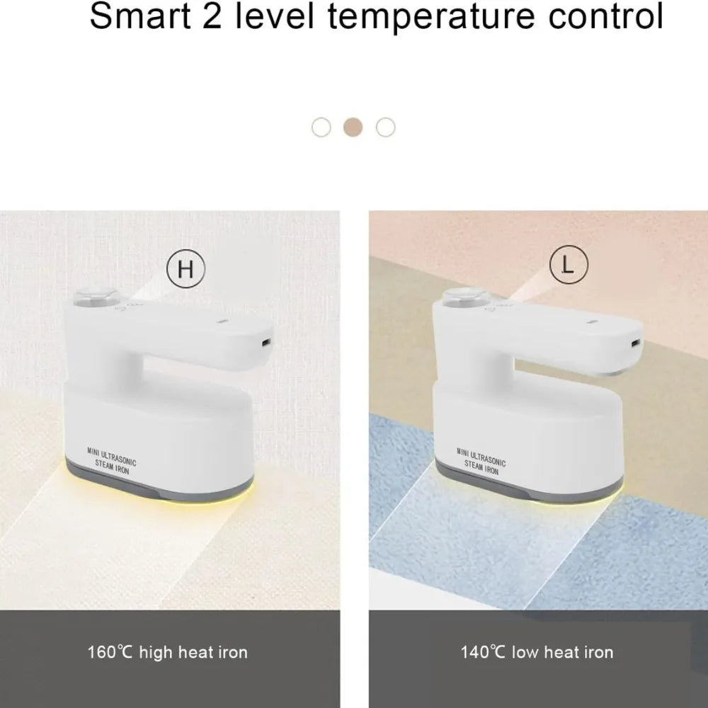 Cordless Electric Iron, 30s Fast Heating, 5200mAh Rechargeable Battery, 2-Temp Control (140°C/160°C), Clothes Steamer-5