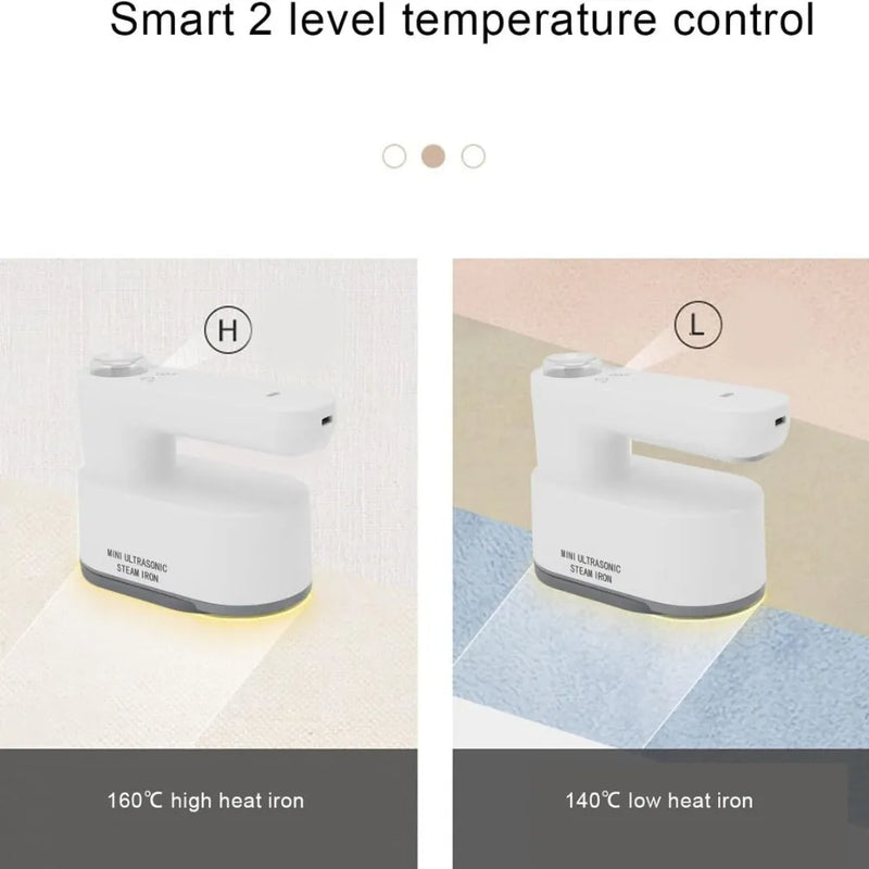 Cordless Electric Iron, 30s Fast Heating, 5200mAh Rechargeable Battery, 2-Temp Control (140°C/160°C), Clothes Steamer-5