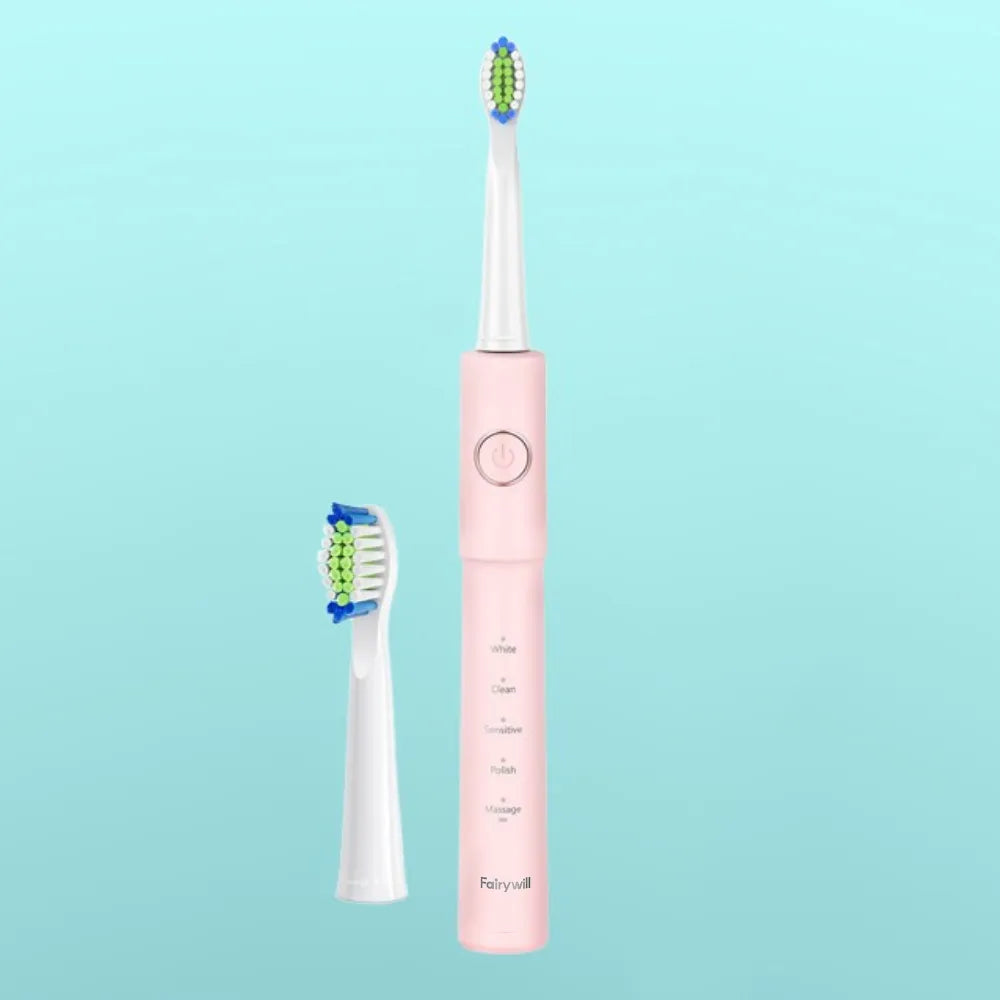Fairywill E11 Electric Toothbrush, 62,000 VPC Maglev Motor, 8 DuPont Brush Heads, 2-Min Smart Timer