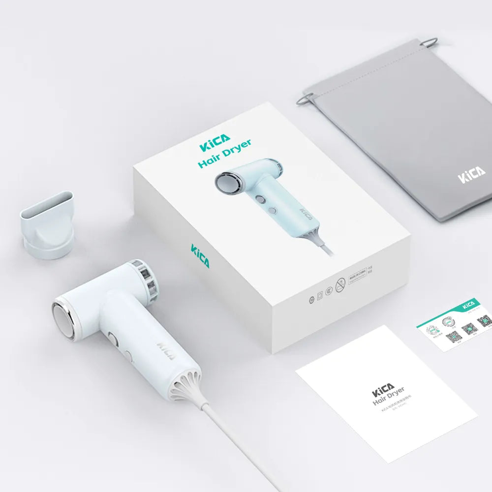 KiCA Ultra-Compact Hair Dryer – 110,000 RPM High-Speed Motor, Plasma Technology, Lightweight 215g