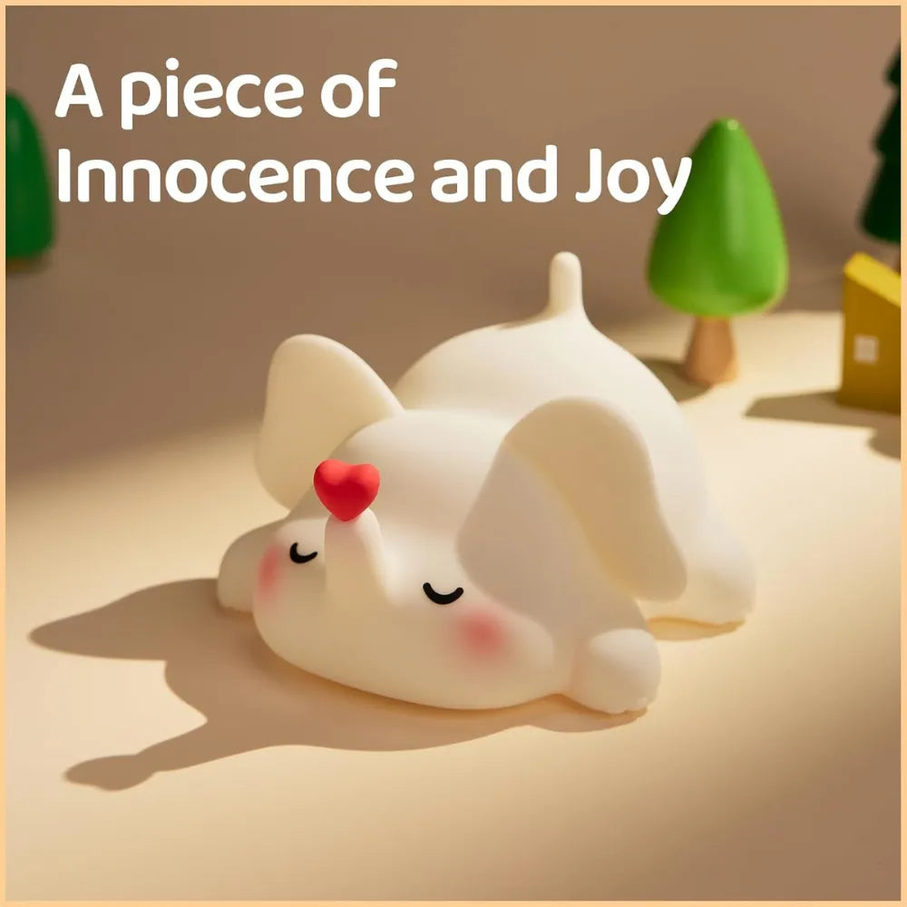 Cute Elephant Silicone Night Light, Patting LED Bedside Lamp, Soft Touch, Rechargeable, Baby-Safe Silicone for Kids Room & Gifts