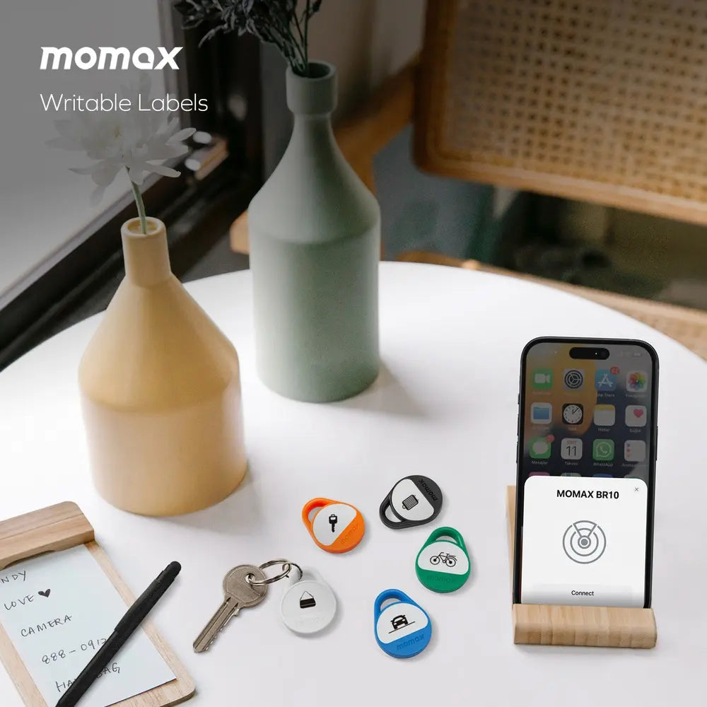 MOMAX Pinpop Lite Find My Locator, Smart Bluetooth Tracker with Apple Find My App Support, Two-Way Alarm