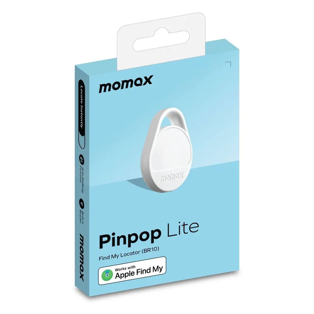MOMAX Pinpop Lite Find My Locator, Smart Bluetooth Tracker with Apple Find My App Support, Two-Way Alarm