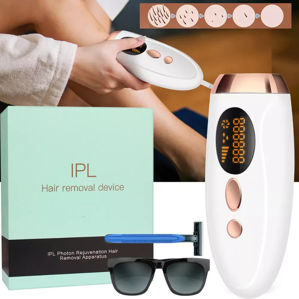 IPL Laser Hair Remover Device, 999,999 Flashes, Freezing Point Technology, 5 Intensity Levels - (White)