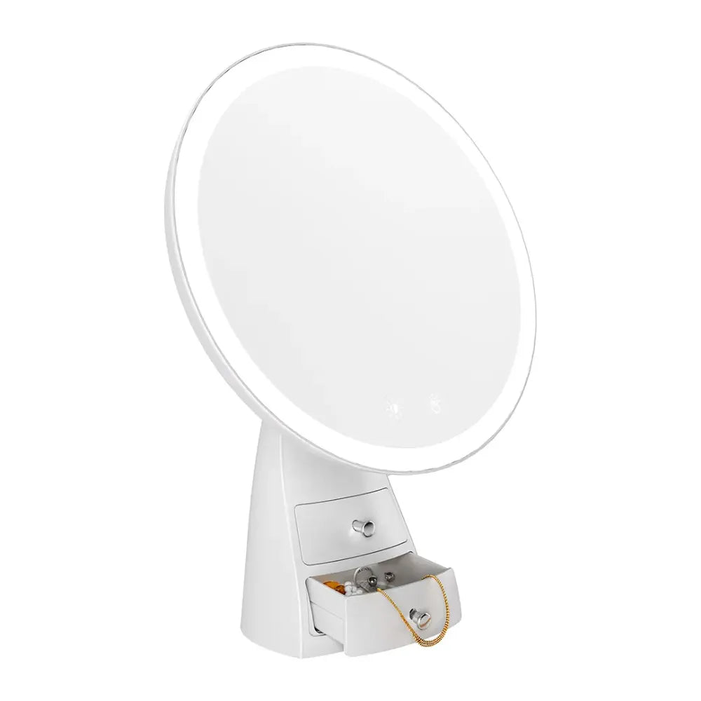 Porodo Vanity Makeup LED Illuminated Mirror, 3 Light Modes, One-Touch Control, Built-in Storage Drawer