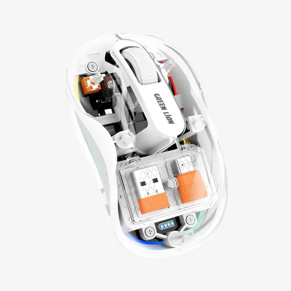 Green Lion Wireless Turtle Mouse, Multi-Device Connection, 2400DPI Adjustable, Transparent Design, 400mAh Battery