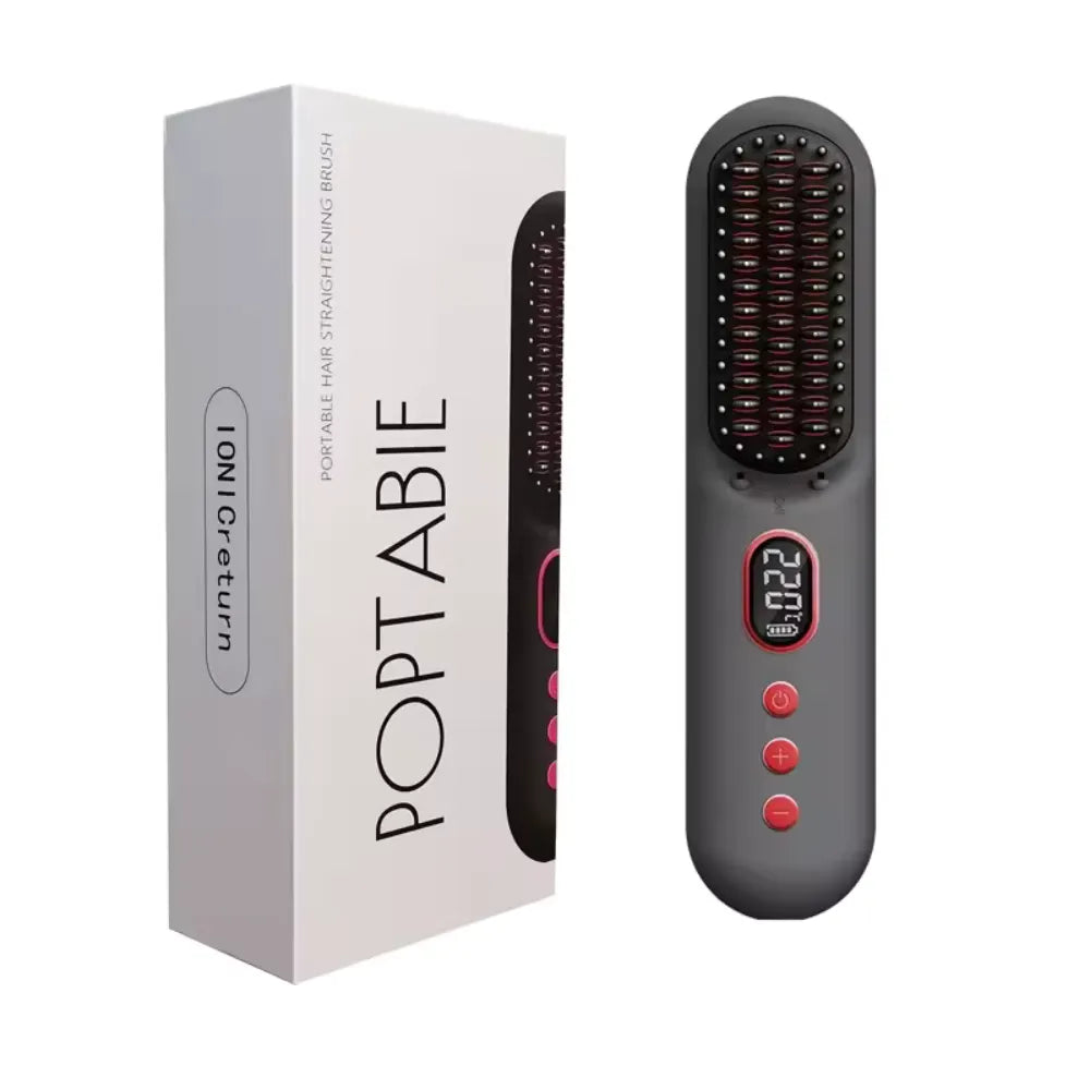 Portable Cordless Hair Straightener Brush, Plasma Ion Care, 25s Fast Heat, 11 Temp Settings, 9000mAh Rechargeable